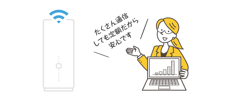 データ容量の制限なし!毎月定額だから安心です