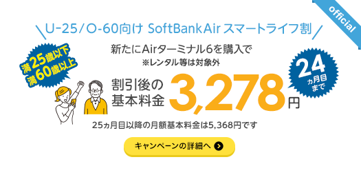 U-25／O-60向け SoftBank Air スマートライフ割