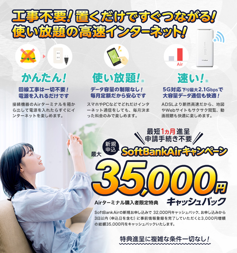 ソフトバンクエアー Softbank Air キャッシュバックキャンペーン
