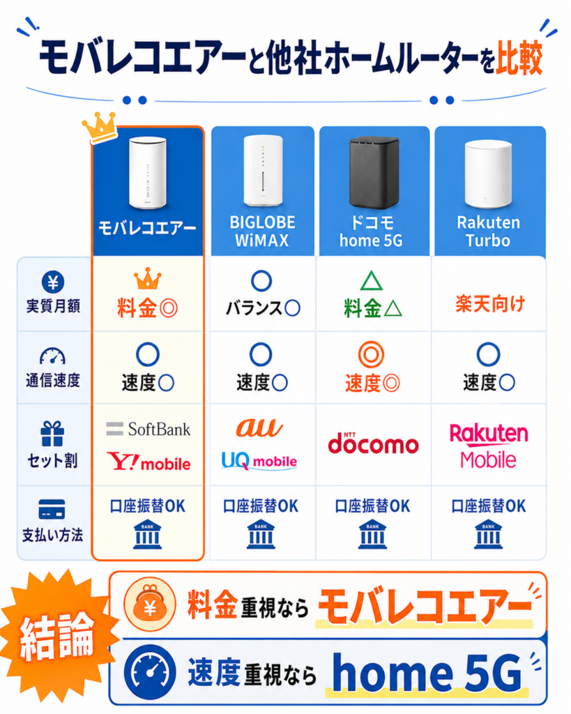 モバレコエアー評判他ホームルーターと比較図解