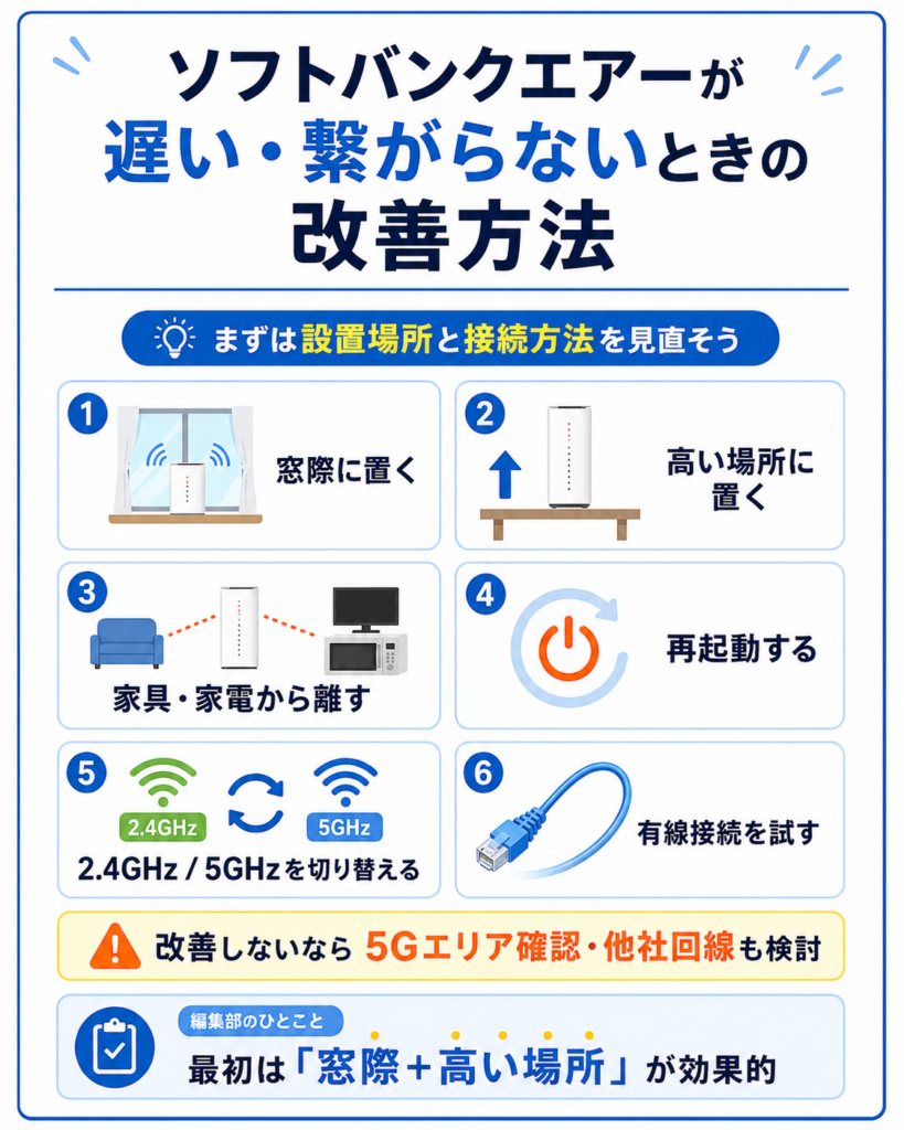 ソフトバンクエアー評判つながらないとき図解