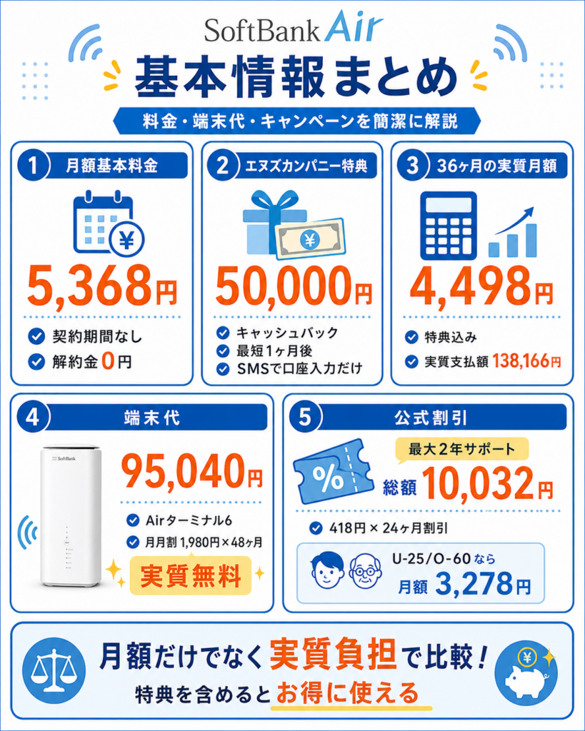 ソフトバンクエアー評判基本情報図解