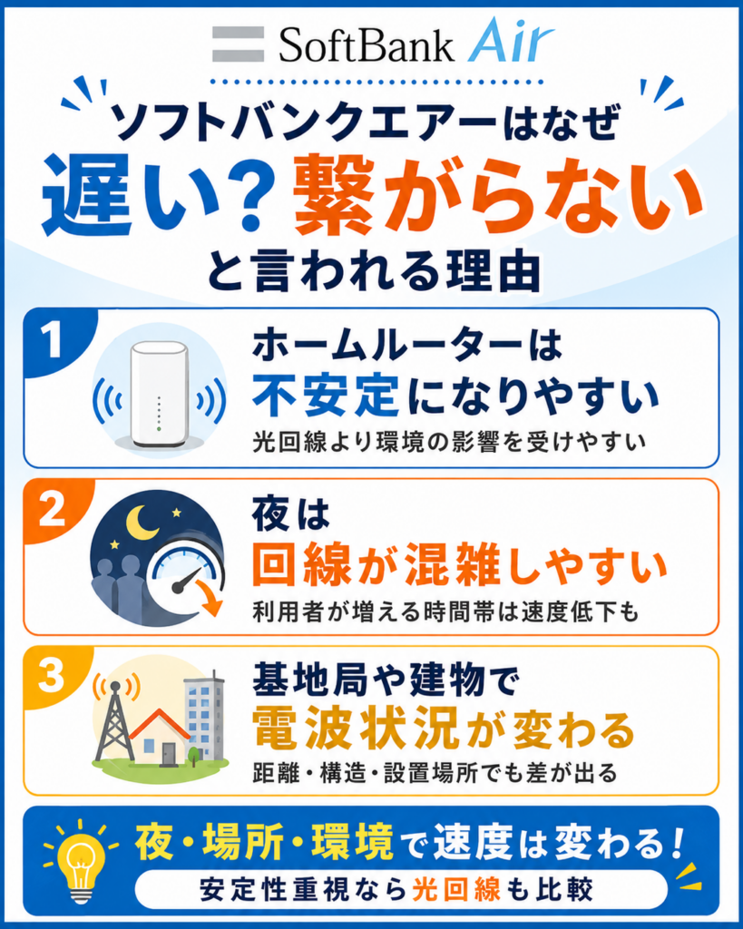 ソフトバンクエアー評判遅い理由図解