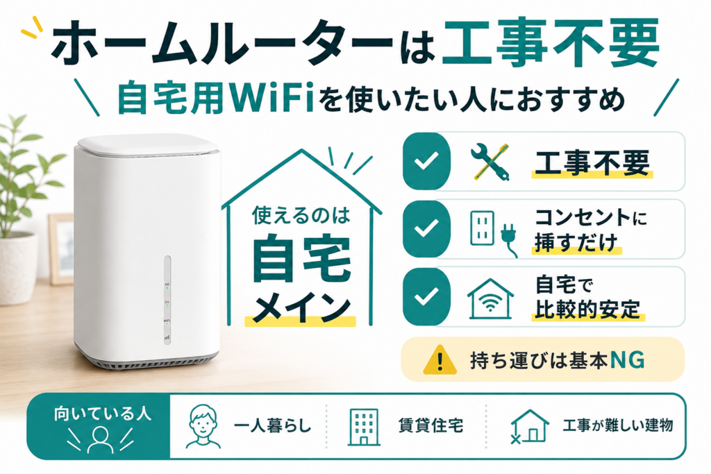 工事不要WiFiホームルーター図解