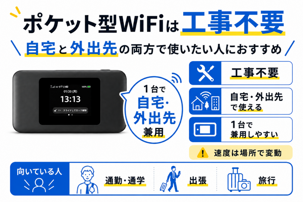工事不要WiFiポケット型WiFi図解