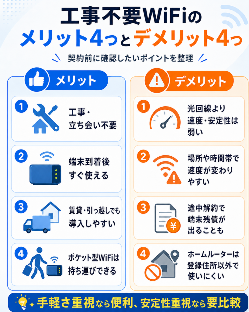 工事不要WiFiメリットデメリット図解